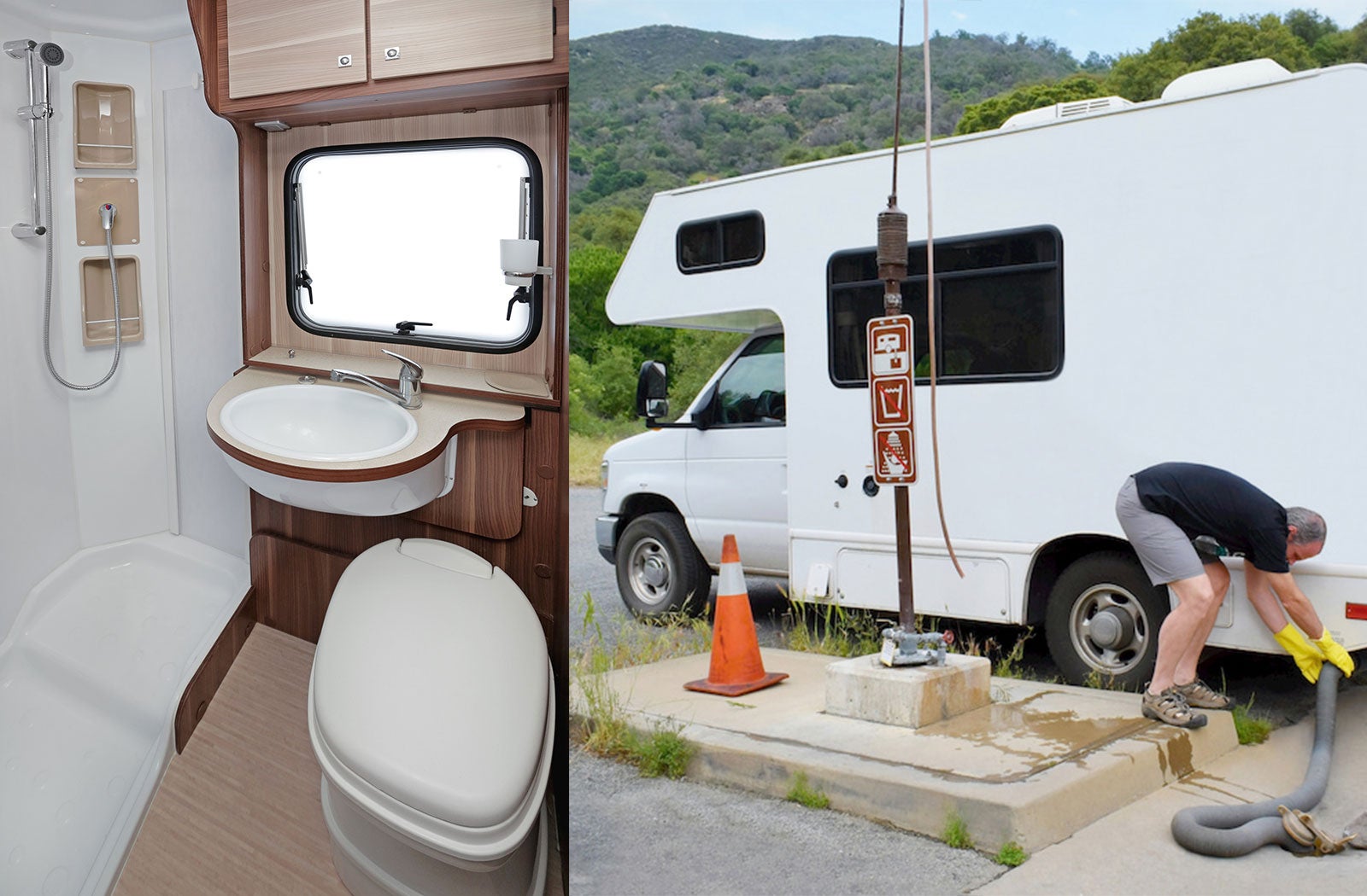 Portable RV/camper toilet and holding tank setup in Paragould, Arkansas