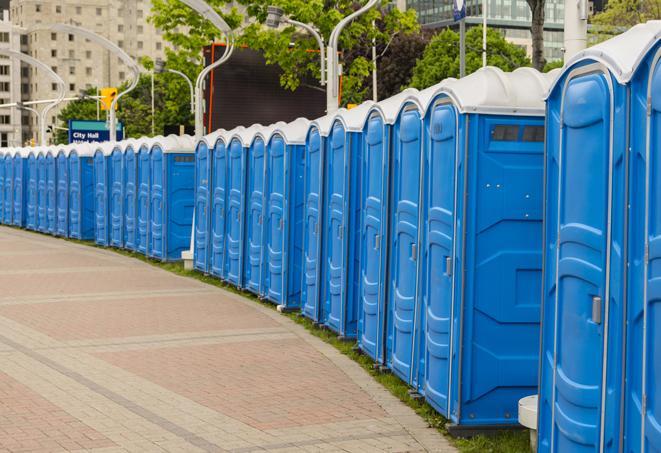 Seasonal porta potty units set up at a Paragould, Arkansas venue