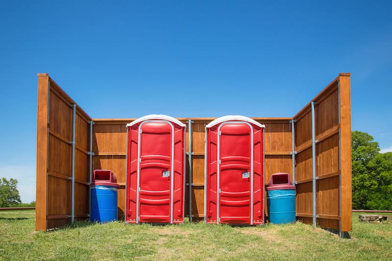 Short-term porta potty units staged for delivery in Paragould, Arkansas
